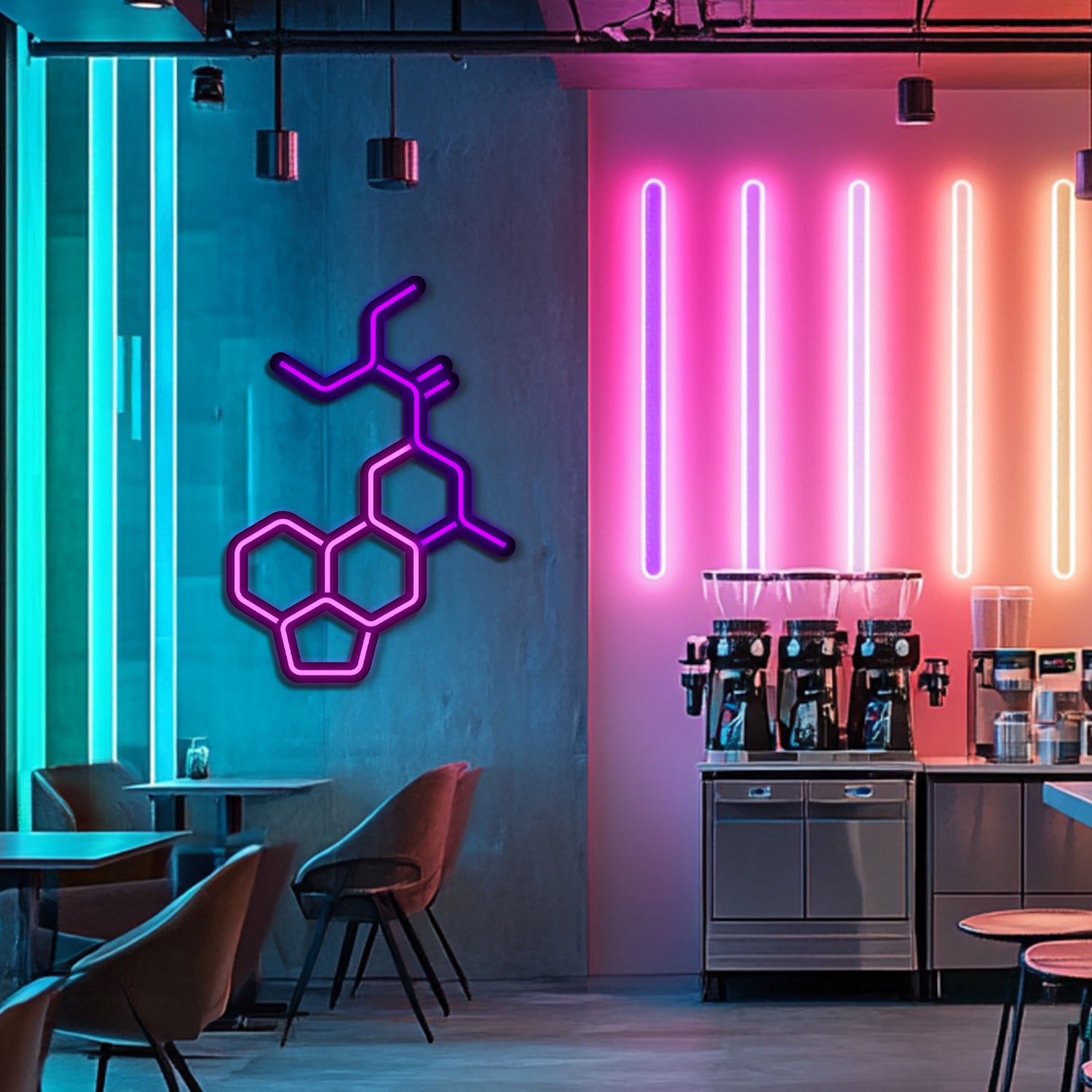 Psychedelic Molecule Metal Neon Wall Art- LN0162