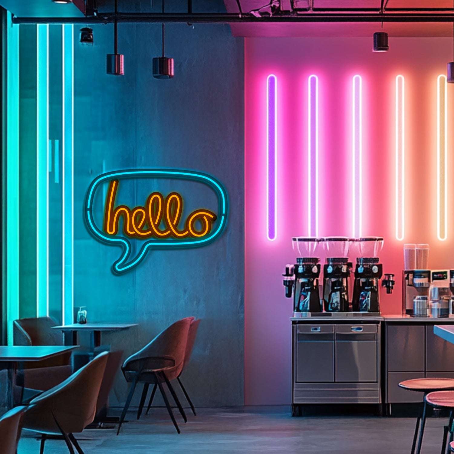 Hello Metal Neon Wall Art- LN0141