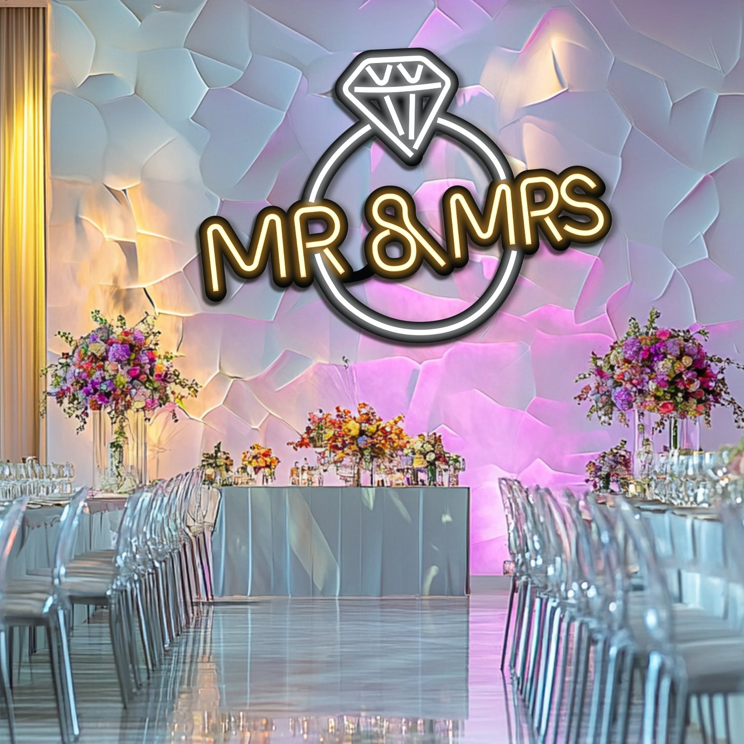 MR & MRS Wedding Metal Neon Wall Art- LN0157