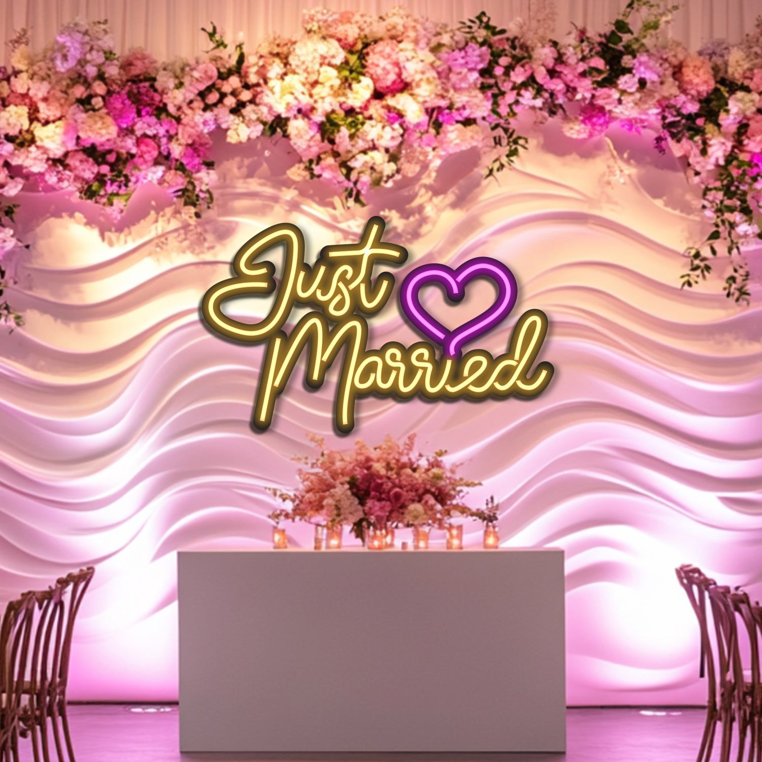 Just Married Wedding Metal Neon Wall Art- LN0153