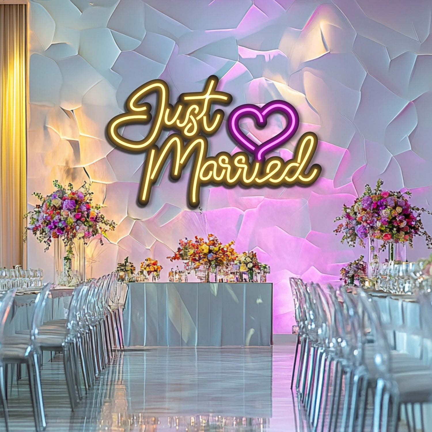 Just Married Wedding Metal Neon Wall Art- LN0153