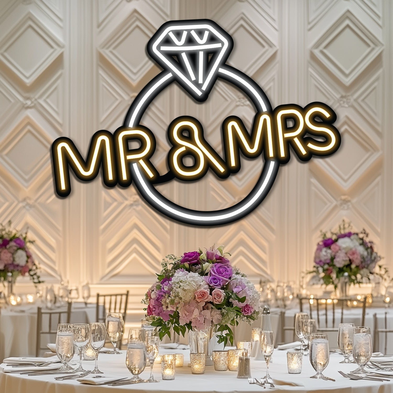 MR & MRS Wedding Metal Neon Wall Art- LN0157