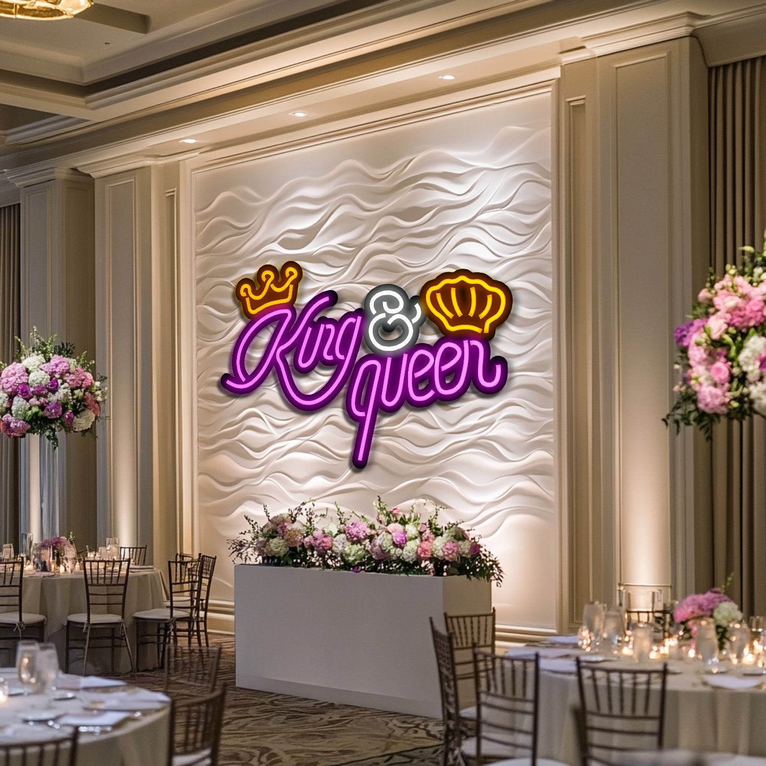 King and Queen Wedding Metal Neon Wall Art- LN0154