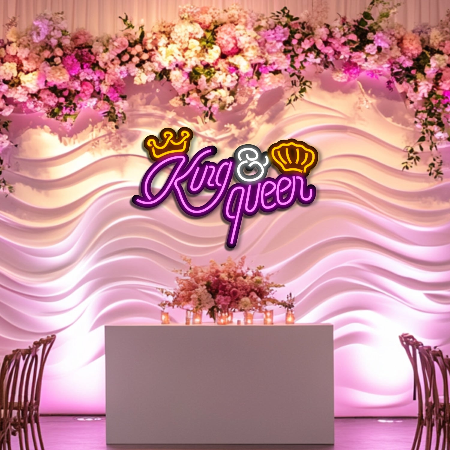 King and Queen Wedding Metal Neon Wall Art- LN0154