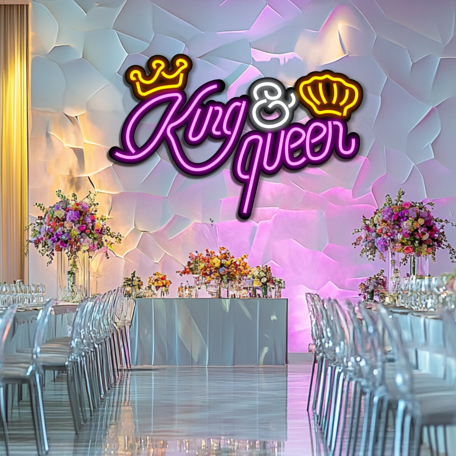 King and Queen Wedding Metal Neon Wall Art- LN0154