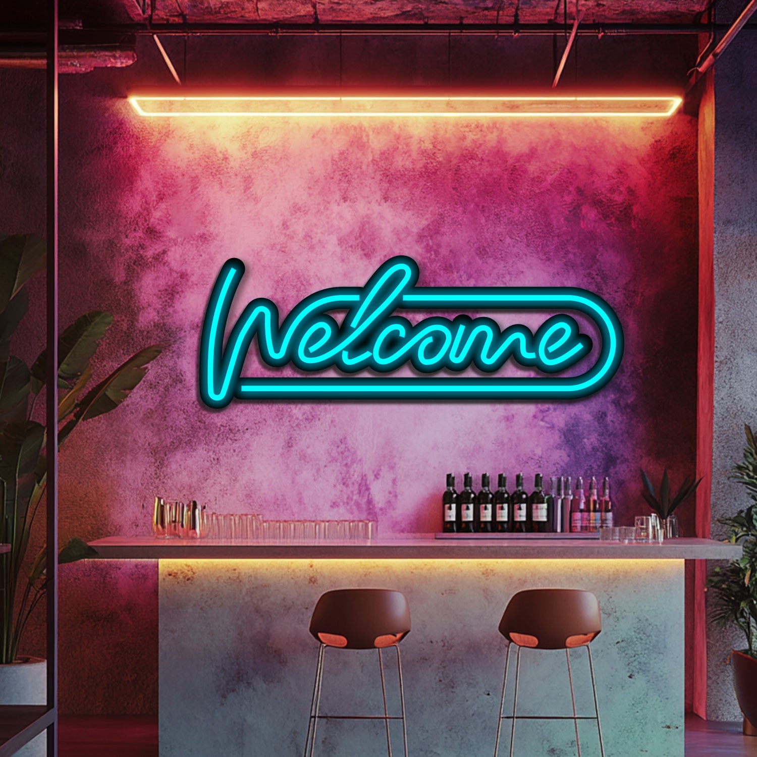 Welcome Metal Neon Wall Art- LN0146