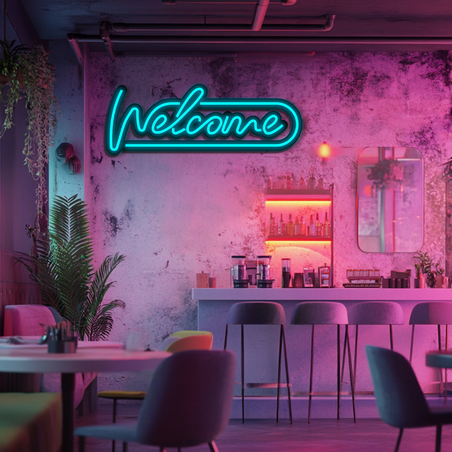 Welcome Metal Neon Wall Art- LN0146