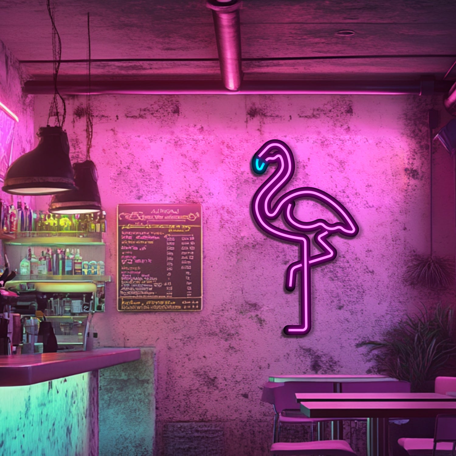 Flamingo Metal Neon Wall Art- LN0108