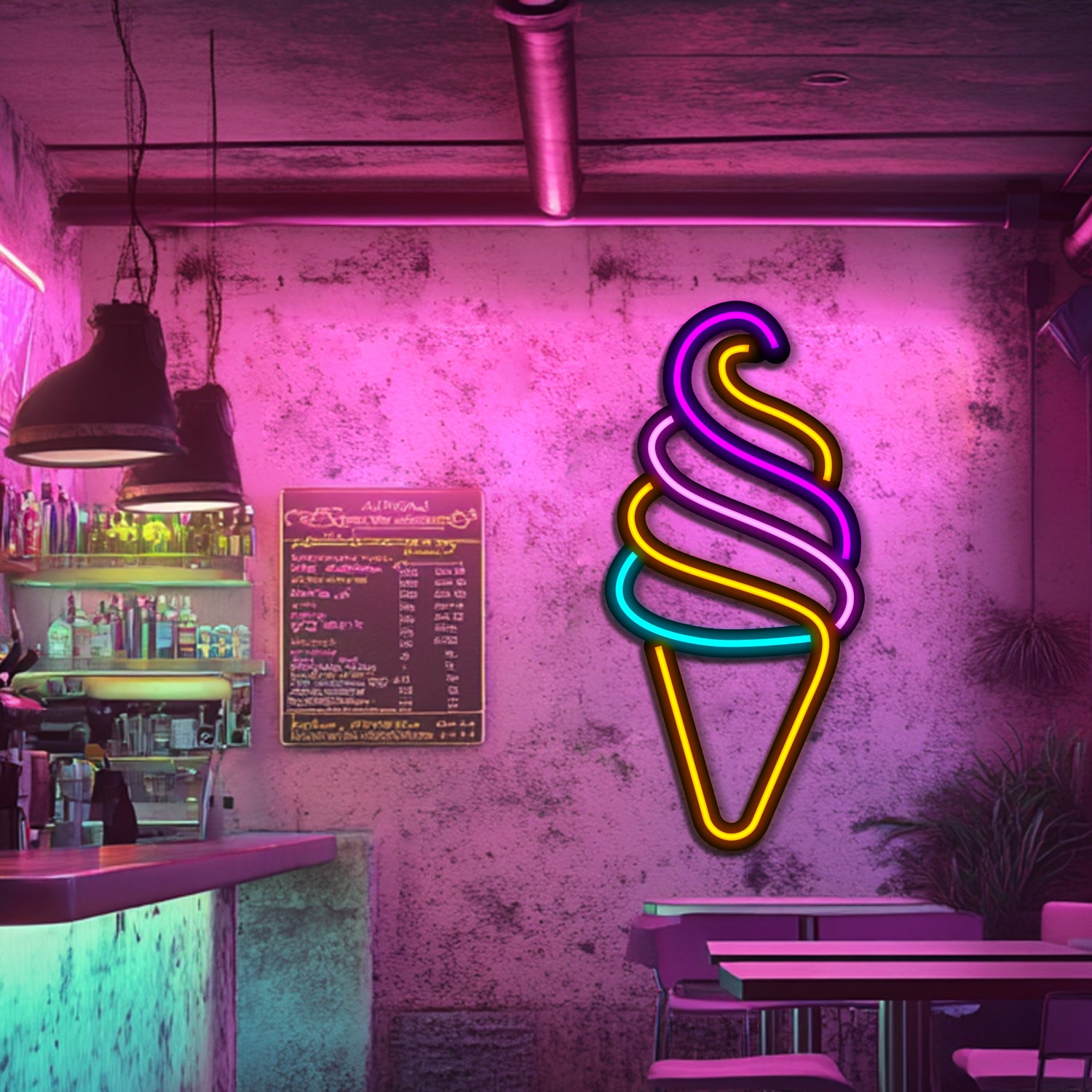 Ice Cream Metal Neon Wall Art- LN0217