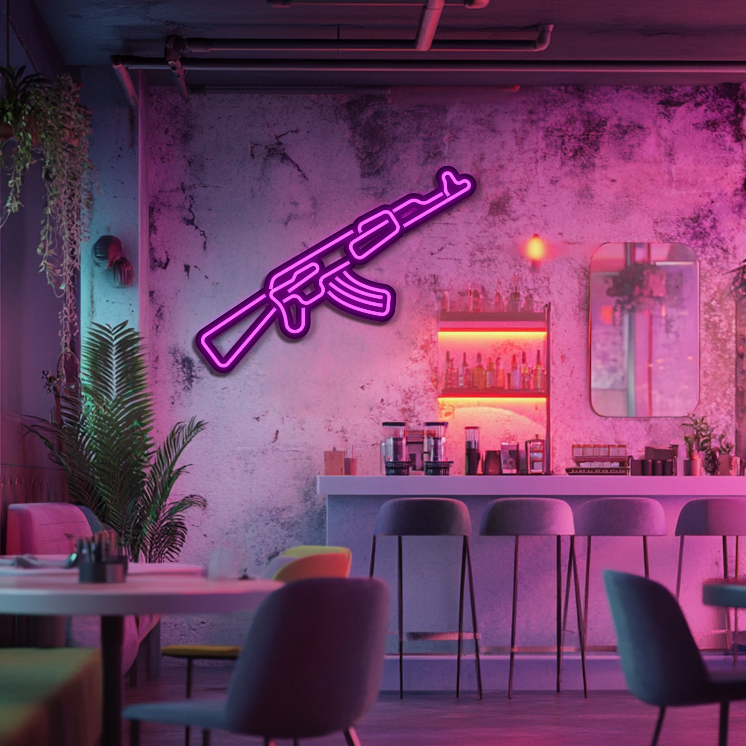 AK47 Weapon Metal Neon Wall Art- LN0123