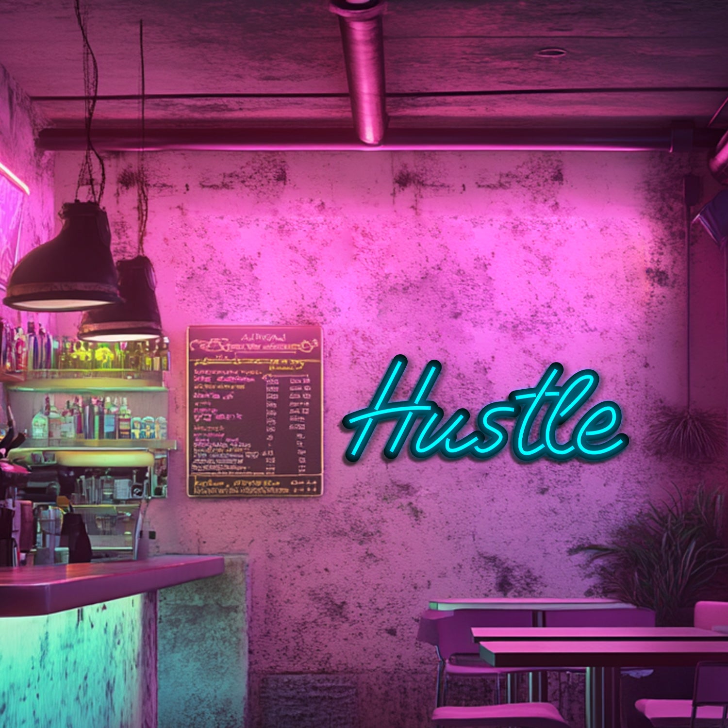 Hustle Metal Neon Wall Art- LN0142