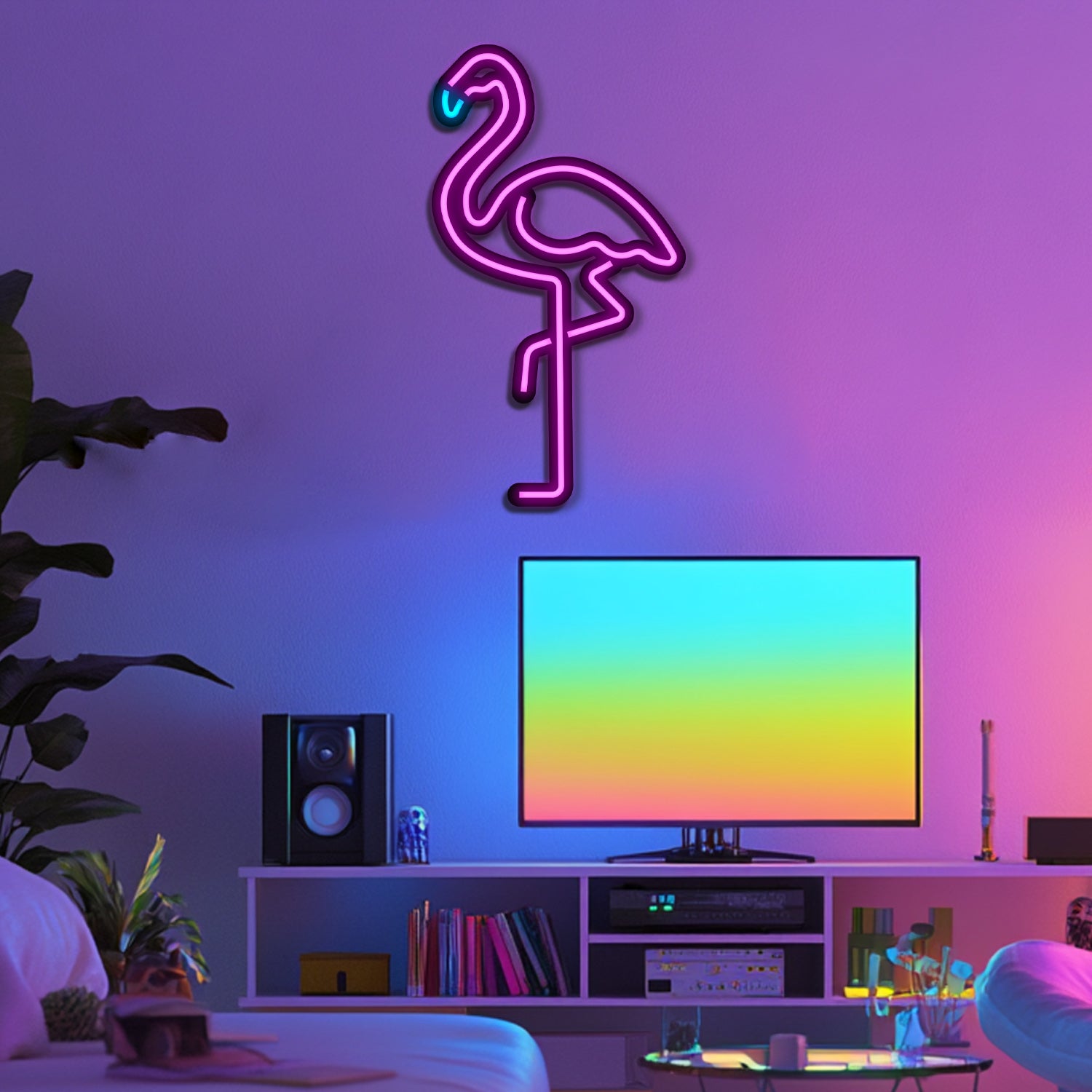 Flamingo Metal Neon Wall Art- LN0108