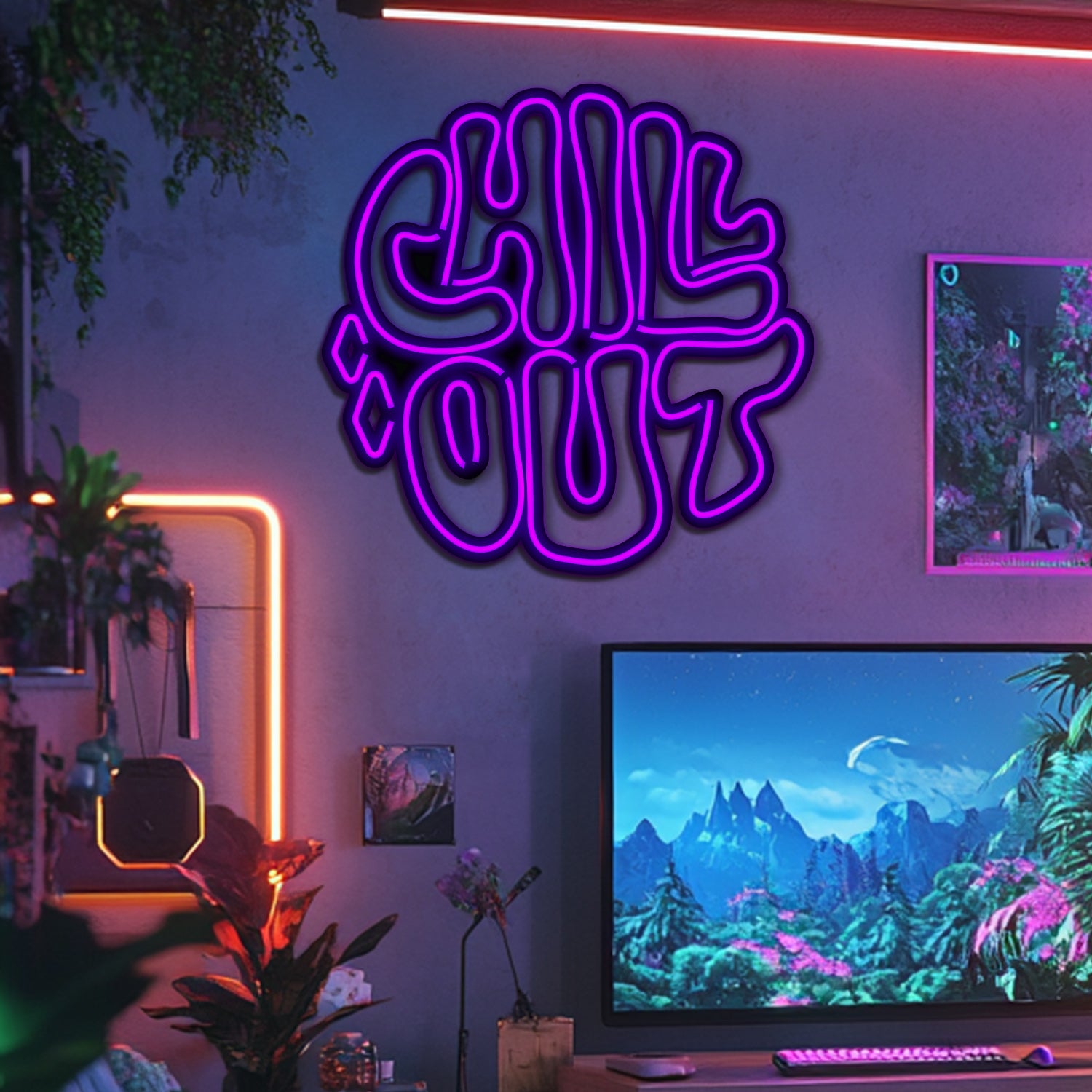 Chill Out Metal Neon Wall Art- LN0134