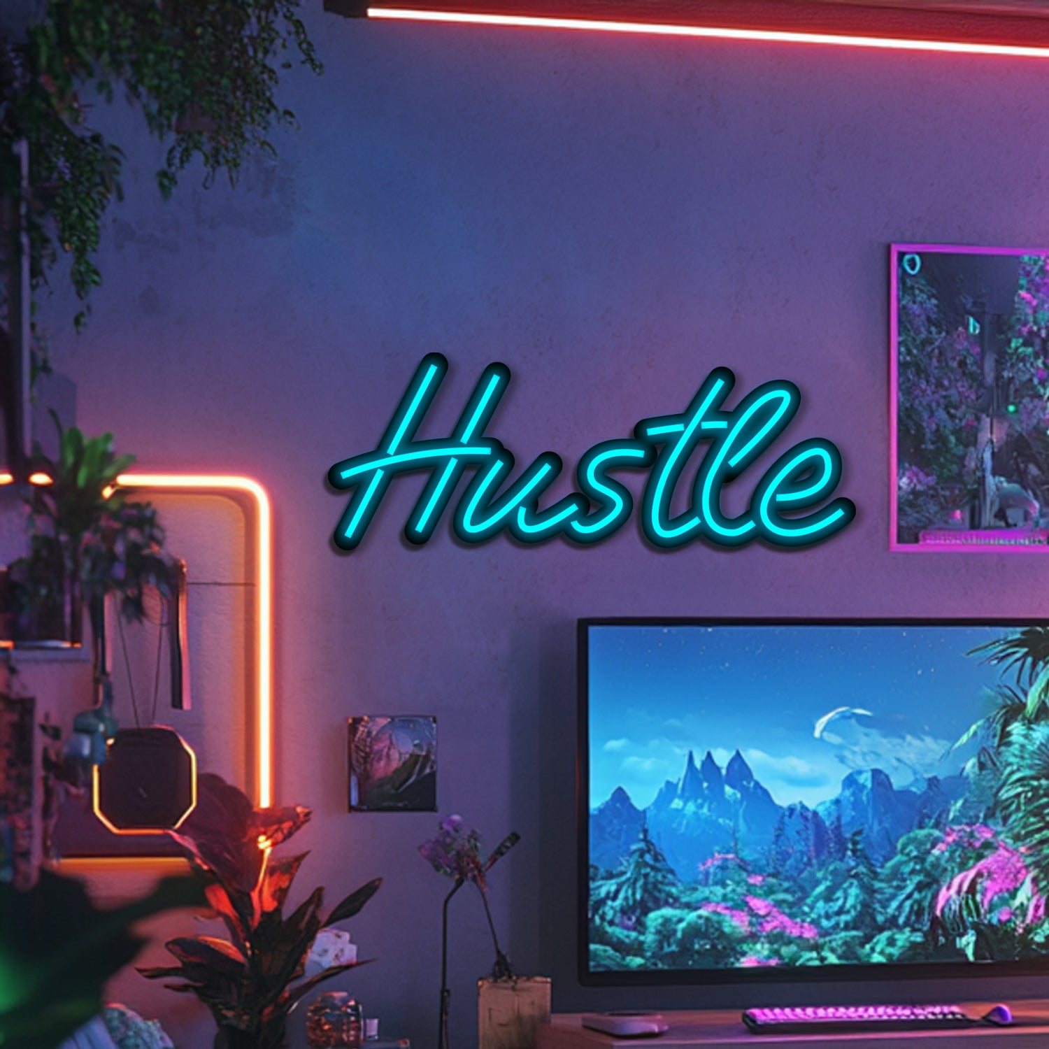 Hustle Metal Neon Wall Art- LN0142