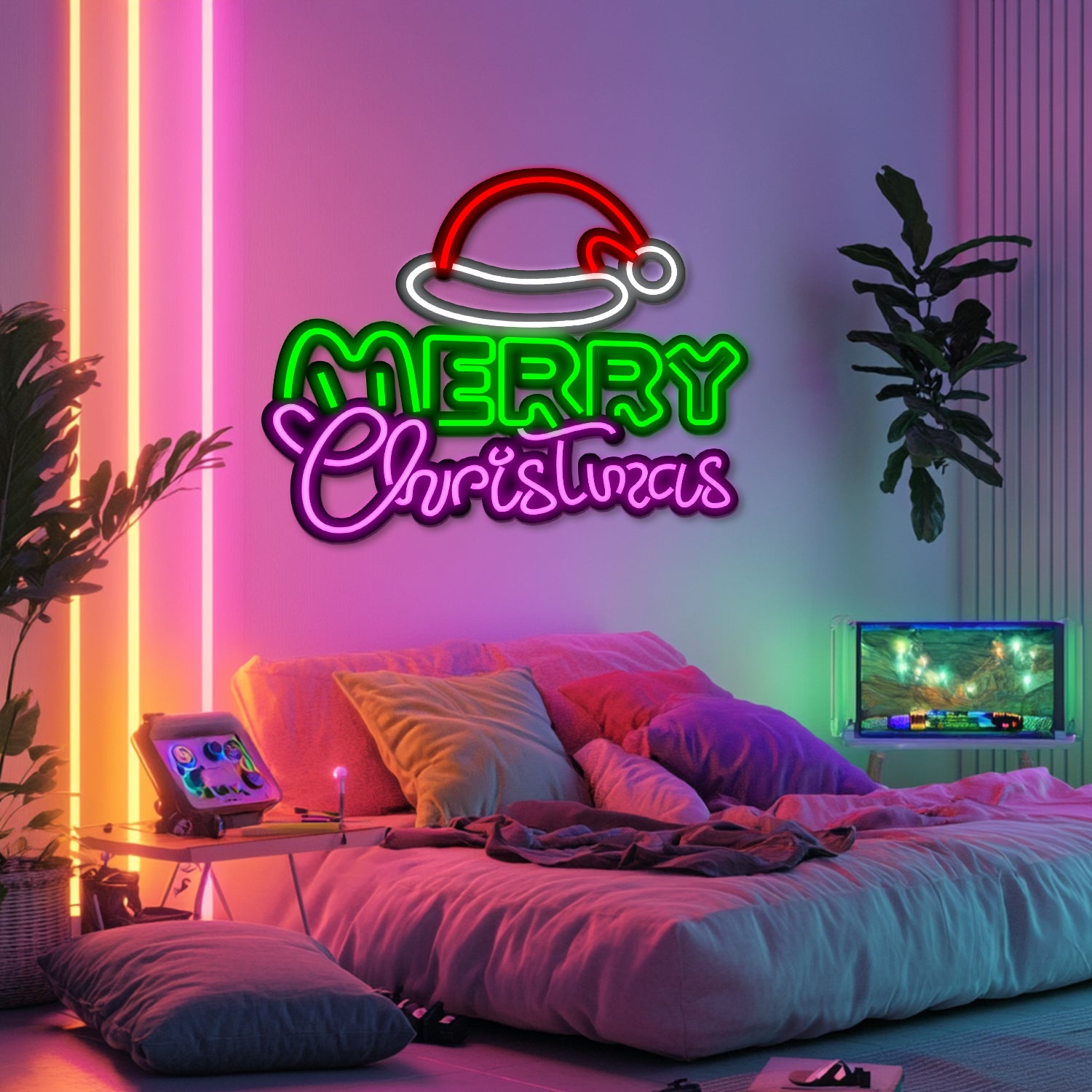 Merry Christmas Metal Neon Wall Art- LN0180