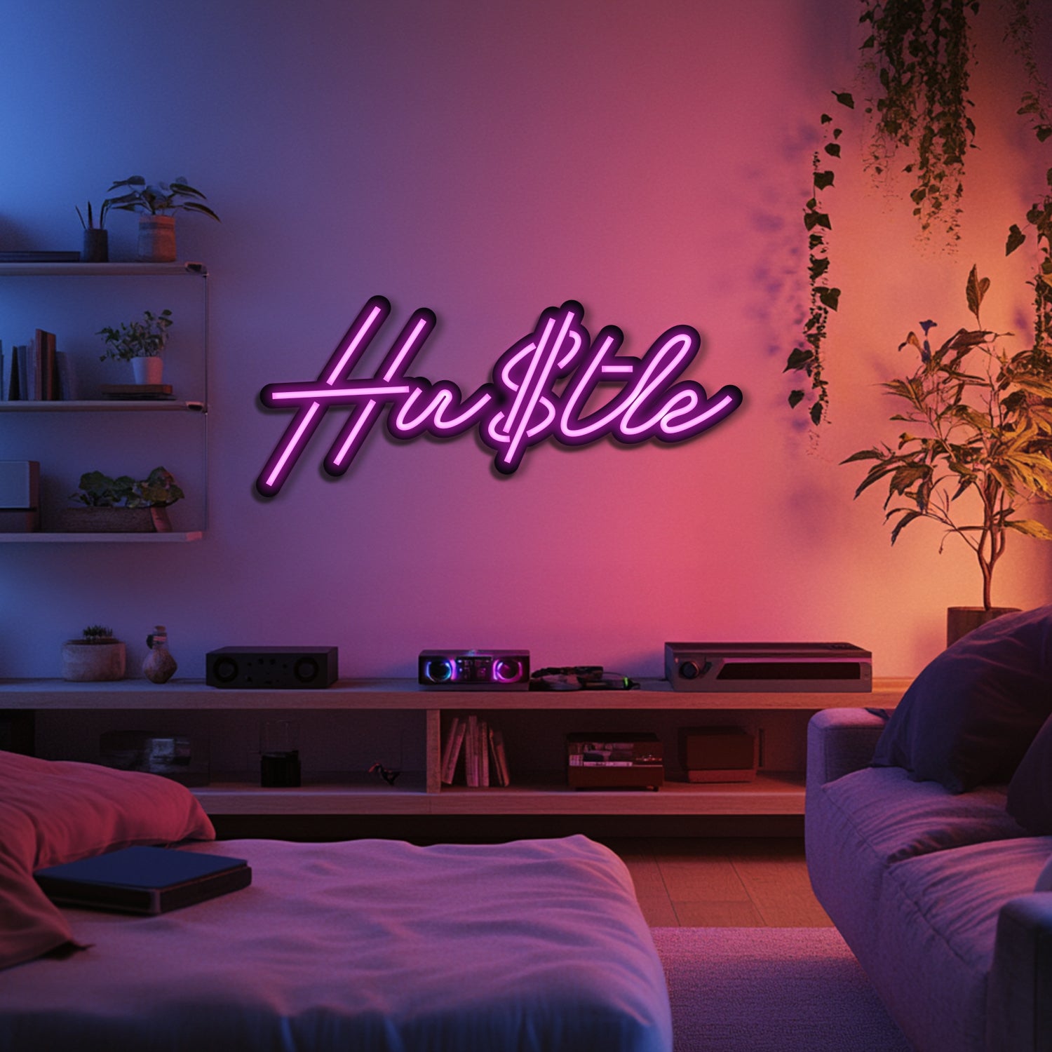 Hustle Metal Neon Wall Art- LN0235