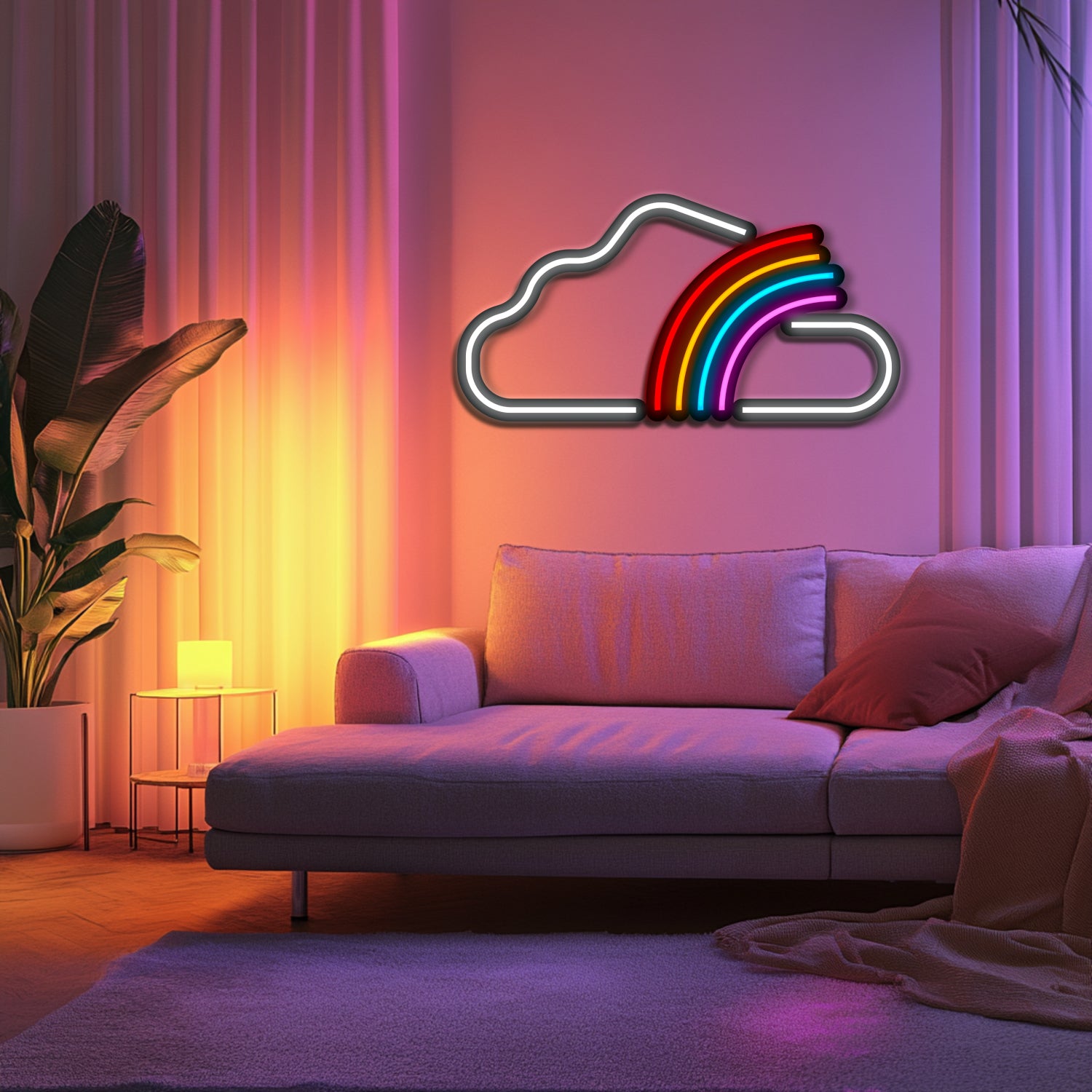 Rainbow Cloud Metal Neon Wall Art- LN0198