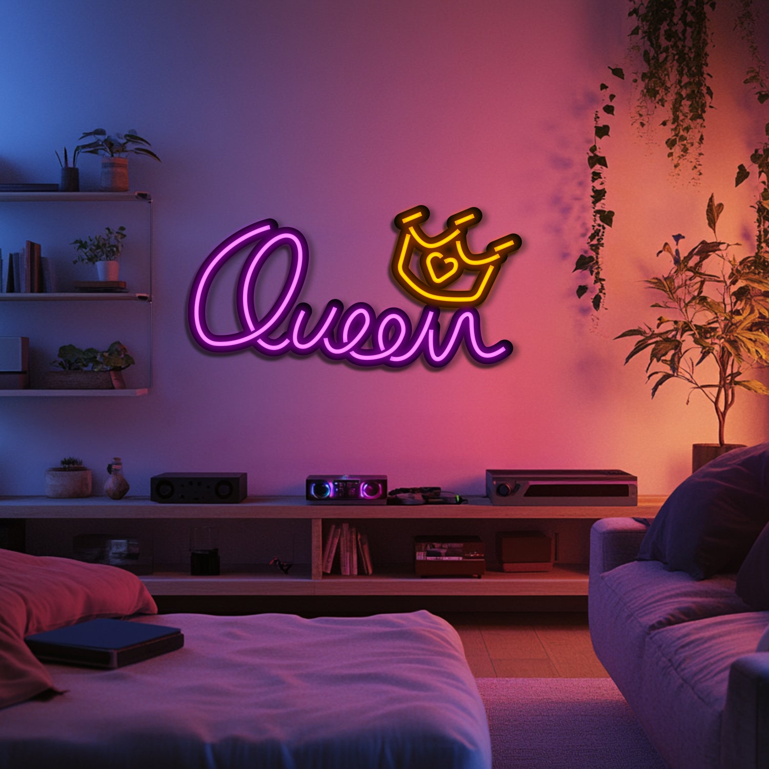 Queen Metal Neon Wall Art- LN0238