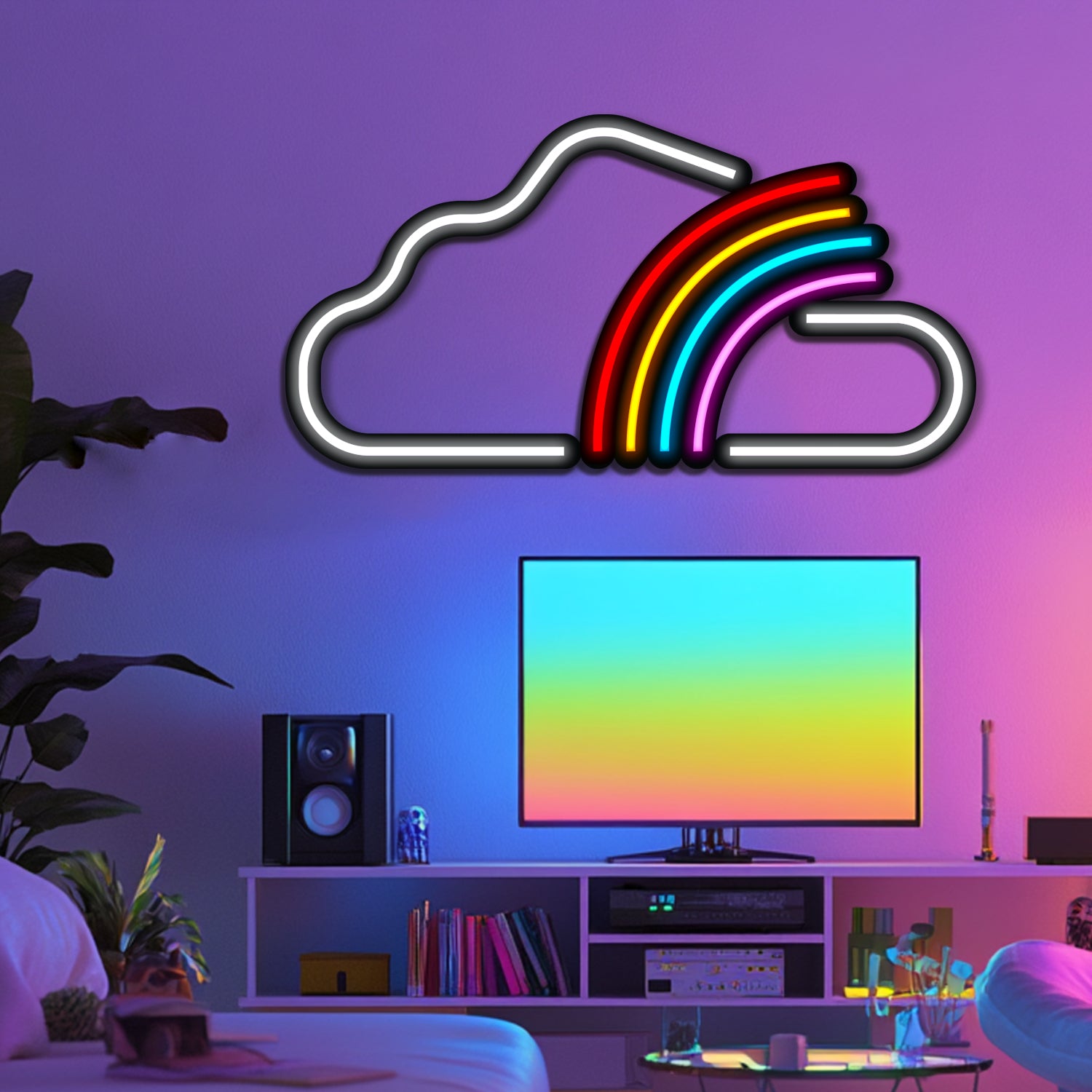 Rainbow Cloud Metal Neon Wall Art- LN0198