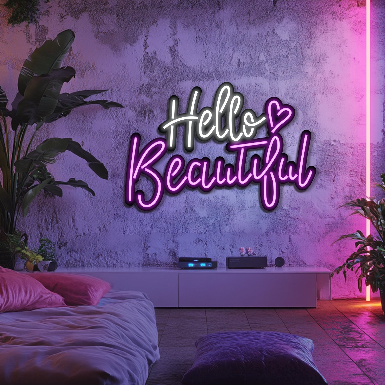 Hello Beautiful Metal Neon Wall Art- LN0233